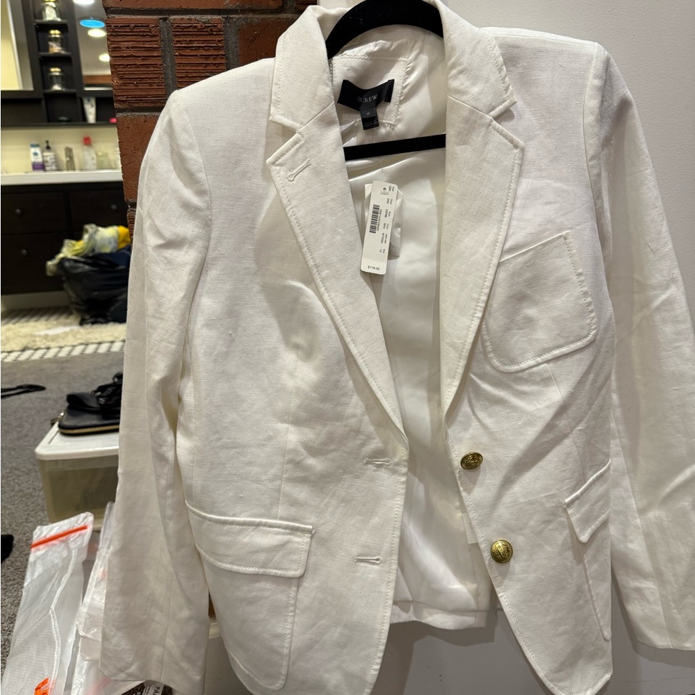 J. Crew Ivory Blazer with Brass Accents